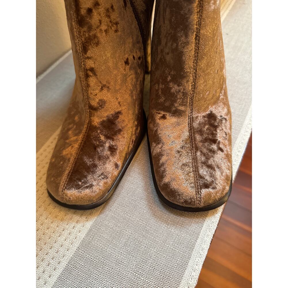 Jeffrey Campbell Naissance Crushed Velvet Knee-high Brown Boots Size 10 - Picture 5 of 9